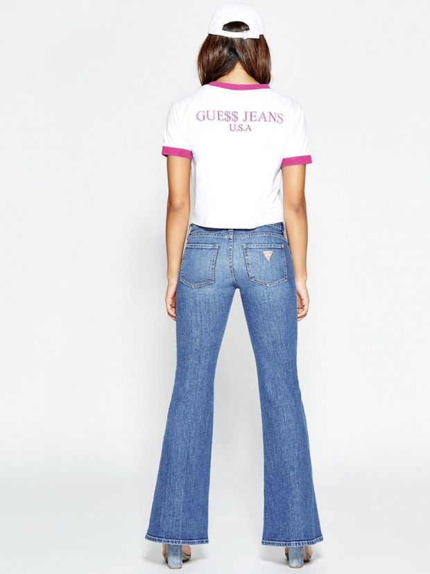 Low-rise bell-bottom jeans, P8,998. Image from GUESS Originals.