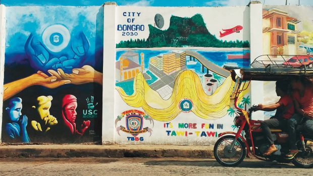 The province's vision board featured in one of Bongao's side streets
